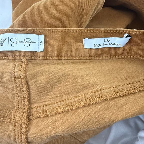 Jessica Simpson Lily High Rise Bootcut Corduroy Pants Sz 16 Camel Brown Stretch - Picture 4 of 5